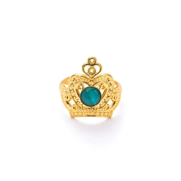 Wholesale Women's Light Luxury Stainless Steel And Titanium Steel Hollow Crown Ring With Electroplating