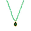 Wholesale Women's Light Luxury Stainless Steel Clavicle Necklace With Cat's Eye Stone Water Drop Pendant And Geometric Pattern Electroplated