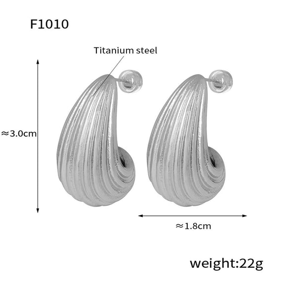Wholesale Women's Light Luxury 316L Stainless Steel Drop Shaped Zircon Earrings With Geometric Pattern And Pvd Plated Real Gold Inlaid