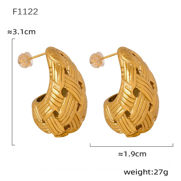 Wholesale Women's Light Luxury 316L Stainless Steel Drop Shaped Zircon Earrings With Geometric Pattern And Pvd Plated Real Gold Inlaid