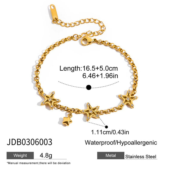 Wholesale Women's Light Luxury Stainless Steel Electroplated Bracelet With Star And Flower Patterns