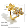 Wholesale Women's Light Luxury Stainless Steel Electroplated Flower Zircon Ring Hand Jewelry