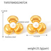 Wholesale Women's Light Luxury 316L Stainless Steel Electroplated Geometric And Flower Patterned Petal Flower Inlaid Beads Earrings