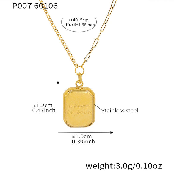 Wholesale Women's Light Luxury Stainless Steel Electroplated Geometric Letter Pendant Choker Necklace