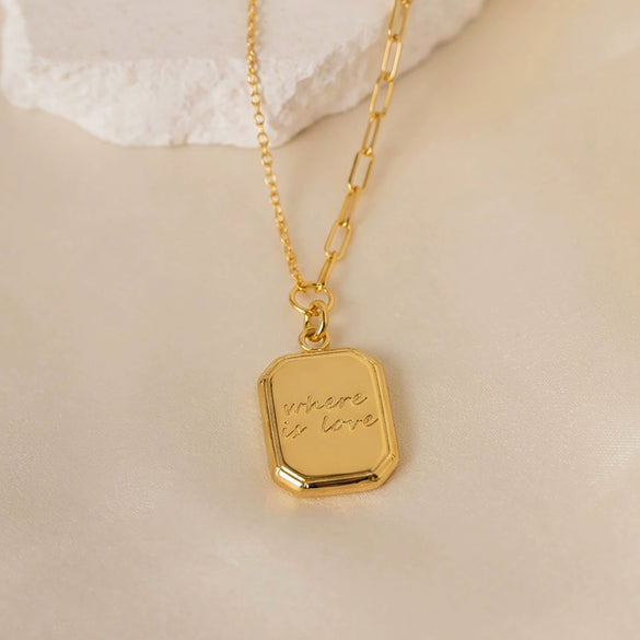 Wholesale Women's Light Luxury Stainless Steel Electroplated Geometric Letter Pendant Choker Necklace