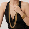 Wholesale Women's Light Luxury Stainless Steel Electroplated Multilayer Splicing Chain Necklace And Bracelet Set