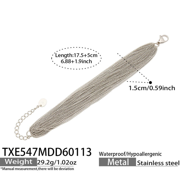 Wholesale Women's Light Luxury Stainless Steel Electroplated Multilayer Splicing Chain Necklace And Bracelet Set