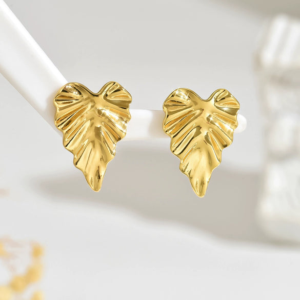 Wholesale Women's Light Luxury Stainless Steel Flower Stamped Earrings