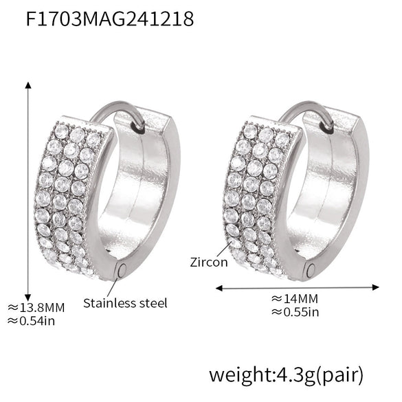 Wholesale Women's Light Luxury 316L Stainless Steel Geometric Donut Zircon Earrings With Pvd Plating 18K Real Gold