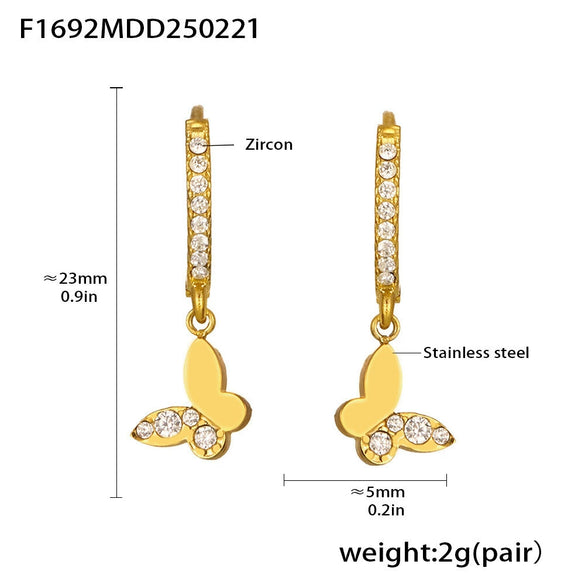 Wholesale Women's Light Luxury Stainless Steel Geometric Earrings With Electroplating And Zircon Inlay