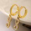 Wholesale Women's Light Luxury Stainless Steel Geometric Earrings With Electroplating And Zircon Inlay