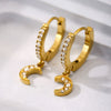 Wholesale Women's Light Luxury Stainless Steel Geometric Earrings With Electroplating And Zircon Inlay