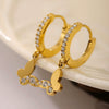 Wholesale Women's Light Luxury Stainless Steel Geometric Earrings With Electroplating And Zircon Inlay