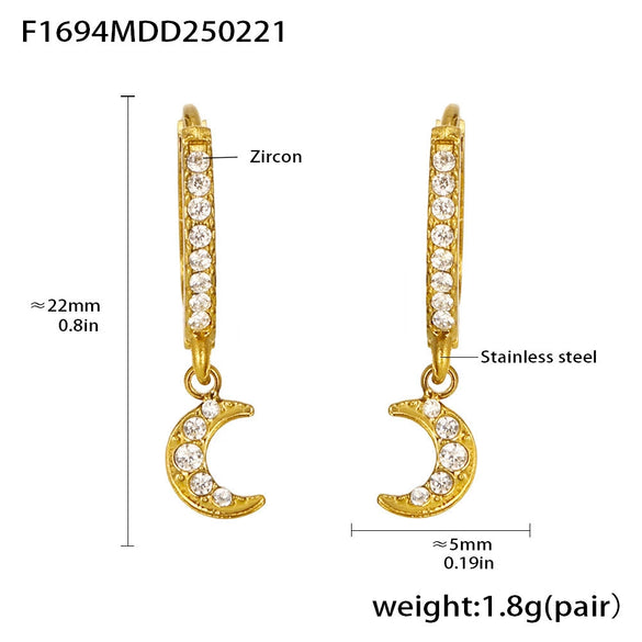 Wholesale Women's Light Luxury Stainless Steel Geometric Earrings With Electroplating And Zircon Inlay
