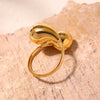 Wholesale Women's Light Luxury Stainless Steel Geometric Hollow Opening Comma Drop Tail Ring Electroplated With 18K Gold