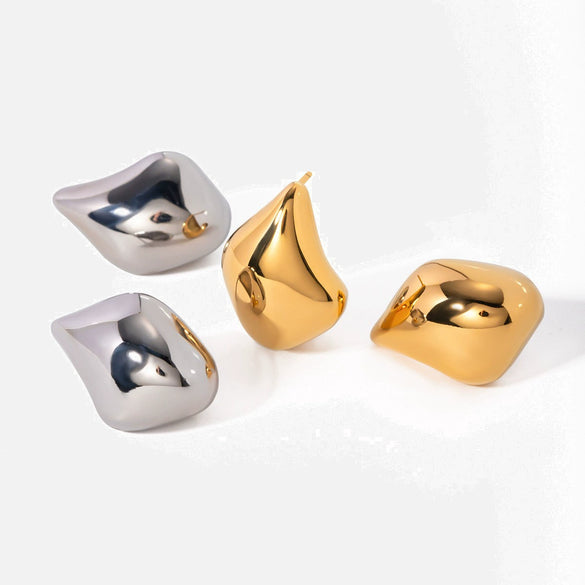 Wholesale Women's Light Luxury Stainless Steel Geometric Water Drop Earrings With Electroplating