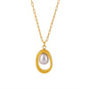 Wholesale Women's Light Luxury Stainless Steel Gold Yuanbao Pearl Necklace With Geometric Design And Electroplating