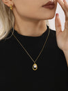 Wholesale Women's Light Luxury Stainless Steel Gold Yuanbao Pearl Necklace With Geometric Design And Electroplating