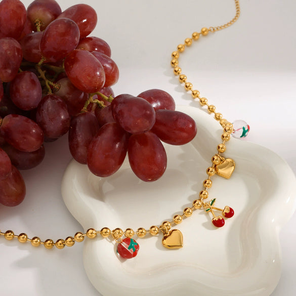 Wholesale Women's Light Luxury Stainless Steel Love Necklace With Geometric Pattern And Electroplating