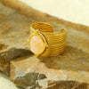 Wholesale Women's Light Luxury Stainless Steel Natural Stone Opening Ring With Electroplating