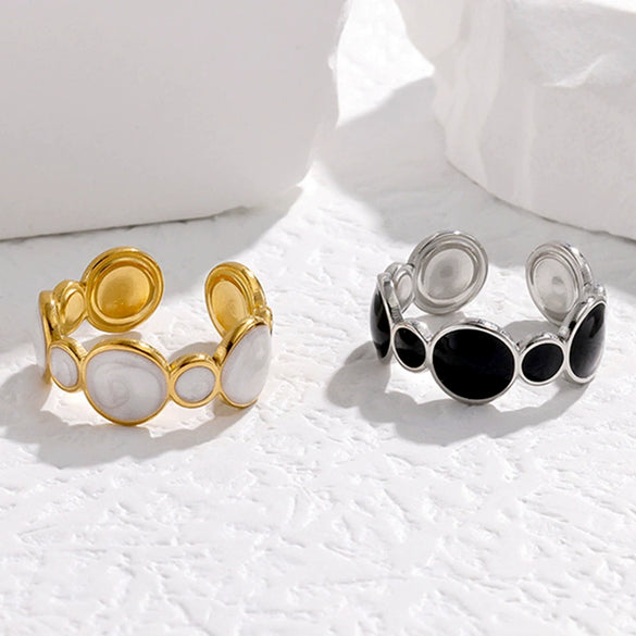Wholesale Women's Light Luxury Stainless Steel Open Ring With Geometric Style And Electroplating Treatment