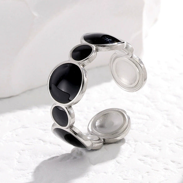 Wholesale Women's Light Luxury Stainless Steel Open Ring With Geometric Style And Electroplating Treatment