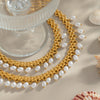 Wholesale Women's Light Luxury Stainless Steel Pearl Necklace And Bracelet With Marine Life Pattern Pvd Vacuum Real Gold Electroplating