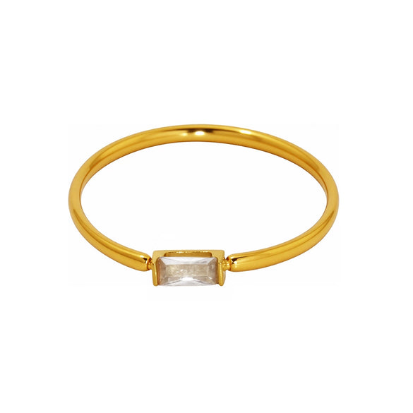 Wholesale Women's Light Luxury Stainless Steel Rectangular Geometric Fine Ring With Electroplating