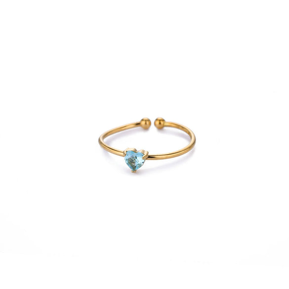 Wholesale Women's Light Luxury Stainless Steel Ring Set With Diamonds Geometric Heart Shape Zircon Birthstone Ring