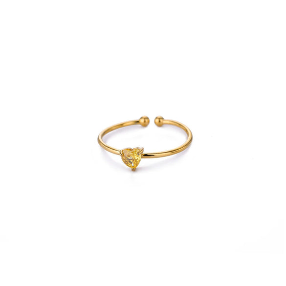 Wholesale Women's Light Luxury Stainless Steel Ring Set With Diamonds Geometric Heart Shape Zircon Birthstone Ring