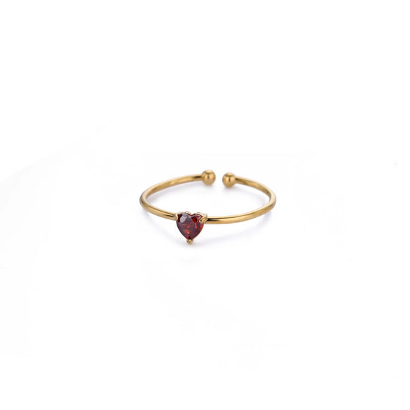 Wholesale Women's Light Luxury Stainless Steel Ring Set With Diamonds Geometric Heart Shape Zircon Birthstone Ring