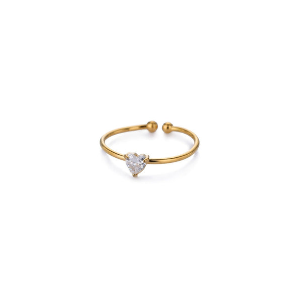 Wholesale Women's Light Luxury Stainless Steel Ring Set With Diamonds Geometric Heart Shape Zircon Birthstone Ring