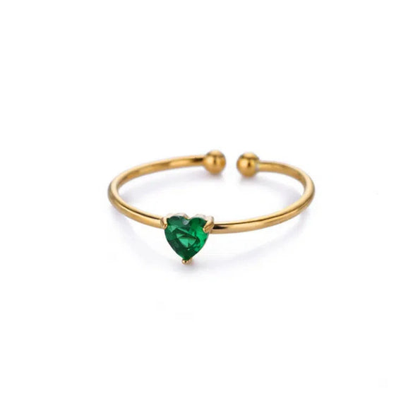 Wholesale Women's Light Luxury Stainless Steel Ring Set With Diamonds Geometric Heart Shape Zircon Birthstone Ring
