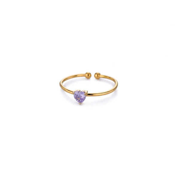 Wholesale Women's Light Luxury Stainless Steel Ring Set With Diamonds Geometric Heart Shape Zircon Birthstone Ring