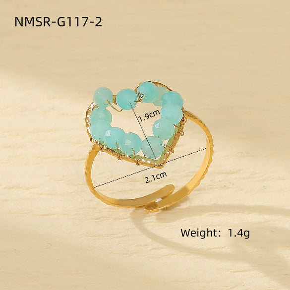 Wholesale Women's Light Luxury Stainless Steel Ring With Heart Design And Electroplating Treatment