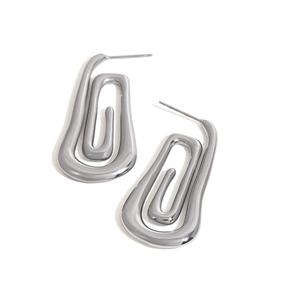Wholesale Women's Light Luxury Stainless Steel Spiral Earrings With Geometric Design And Electroplating