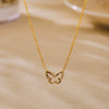 Wholesale Women's Light Luxury 316L Stainless Steel Zircon Geometric Butterfly Necklace