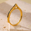 Wholesale Women's Light Luxury Stainless Steel Zircon Ring With Geometric Pattern And Microinlaid Zircon Electroplated With 18K Gold