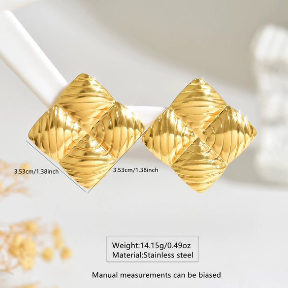 Wholesale Women's Light Luxury Stamped Geometric Stainless Steel Earrings