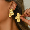 Wholesale Women's Light Luxury Stamped Stainless Steel Flower Earrings