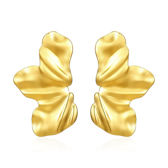 Wholesale Women's Light Luxury Stamped Stainless Steel Flower Earrings