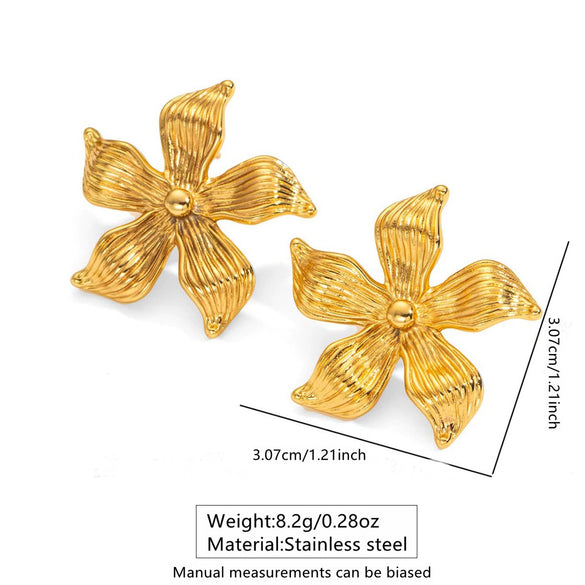 Wholesale Women's Light Luxury Stamped Stainless Steel Flower Pearl Earrings