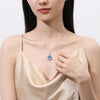 Wholesale Women's Light Luxury 925 Sterling Silver Aquamarine Drop Shape Necklace With High Carbon Diamond And Cross Chain