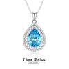 Wholesale Women's Light Luxury 925 Sterling Silver Aquamarine Drop Shape Necklace With High Carbon Diamond And Cross Chain