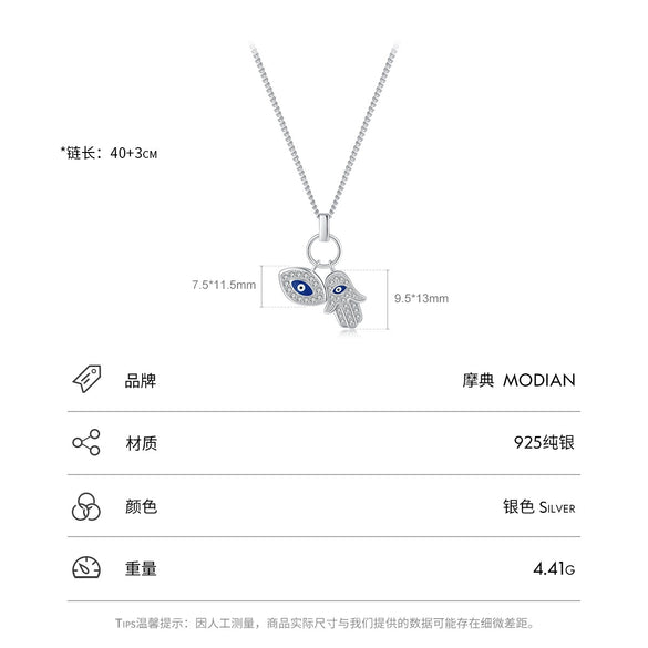 Wholesale Women's Light Luxury 925 Sterling Silver Enamel Devil's Eye Cross Chain Clavicle Chain With Dripping Glue Treatment