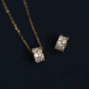 Wholesale Women's Light Luxury 925 Sterling Silver Necklace With Geometric Cylindrical Pendant Microinlaid With Zircon And Plated 14K Gold And Diamond Design