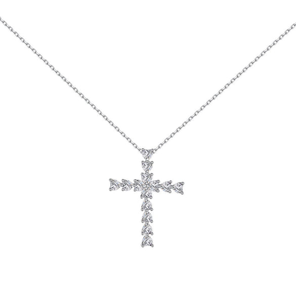 Wholesale Women's Light Luxury 925 Sterling Silver Necklace With Geometric Pattern And Love Zircon Inlaid Electroplated