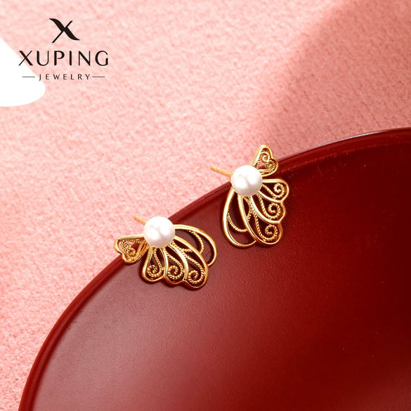 Wholesale Women's Light Luxury Style Alloy Electroplated Imitation Gold Color Simple Earrings