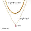 Wholesale Women's Light Luxury Style Colorful Zircon Stainless Steel Drop Shape Pendant Stacked Clavicle Chain Necklace With Pvd Furnace Vacuum Real Gold Plating
