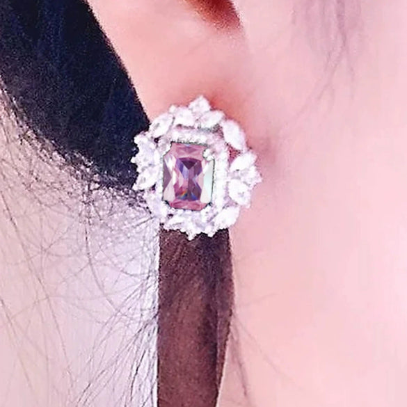 Wholesale Women's Light Luxury Style Copper Earrings With Geometric And Flower Patterns